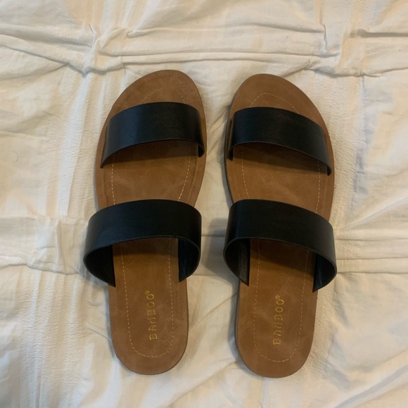 bamboo double strap sandals